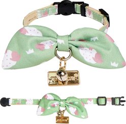 Touchcat Shepherd Polyester Cat Collar with Bow, Green, Small: 5.9 to 9-in neck, 0.39-in wide