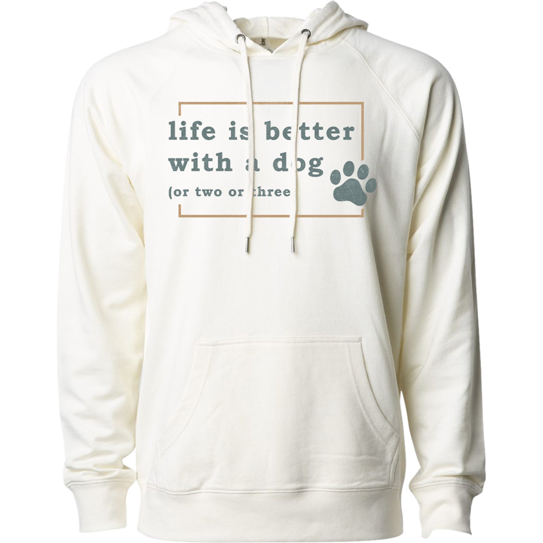 Kendrick Textile Life Is Better with Dog Paw Hoodie, Bone, XXX-Large