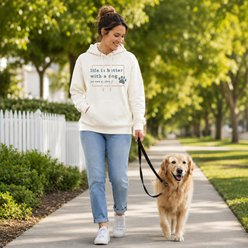 Kendrick Textile Life Is Better with Dog Paw Hoodie, Bone, Small slide 2 of 4
