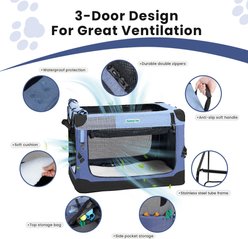 Gardner Pet Collapsible 3-door Soft-sided Dog Crate, Blue, Large slide 2 of 6