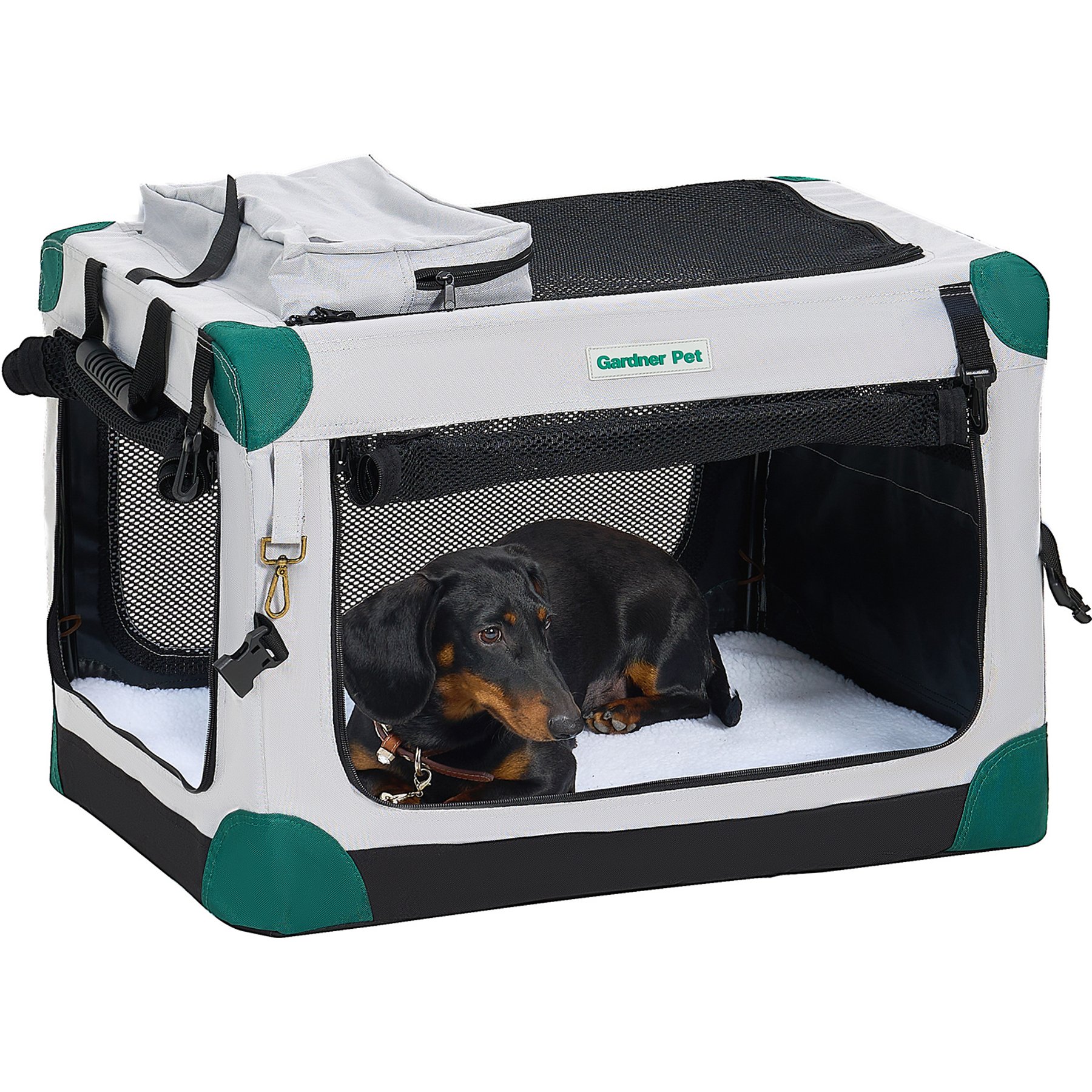 Gardner Pet Collapsible 3-door Soft-sided Dog Crate, Grey, Small