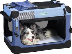 Gardner Pet Collapsible 3-door Soft-sided Dog Crate, Blue, Large