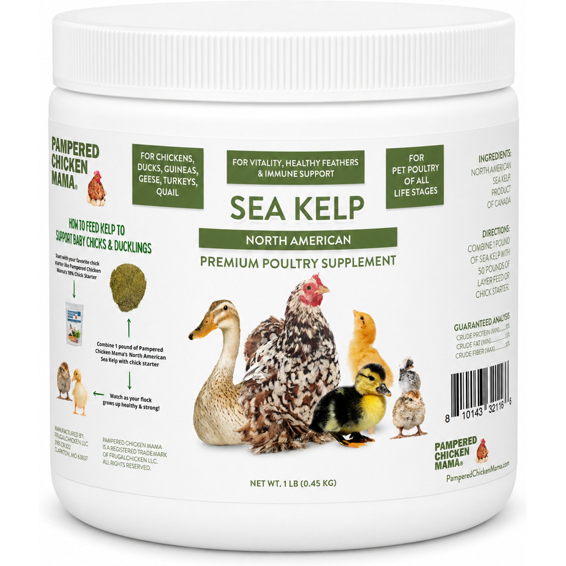 Pampered Chicken Mama North Atlantic Sea Kelp Extra Vitamin Mineral & Amino Acid Granules Poultry Supplement, 1-lb