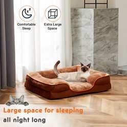 Bencmate Memory Foam Orthopedic Pillow Dog Bed with Washable Removable Cover, Non-Slip Base & Waterproof Liner, Brown, 35 x 25 x 6.4-in slide 2 of 8