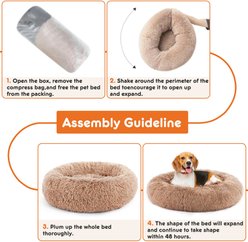 Bencmate Calming & Anti-Anxiety Cozy Donut Fluffy Washable Pillow Dog & Cat Bed, Brown, 30-in slide 2 of 8