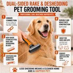 Pet Life Flex Series 2-in-1 Dual-Sided Grooming Undercoat Dog & Cat Rake & Deshedding Tool, Green slide 2 of 5