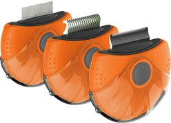 Pet Life Axler Triple Rotating Rake Deshedding & Dematting Grooming Dog & Cat Comb, Orange