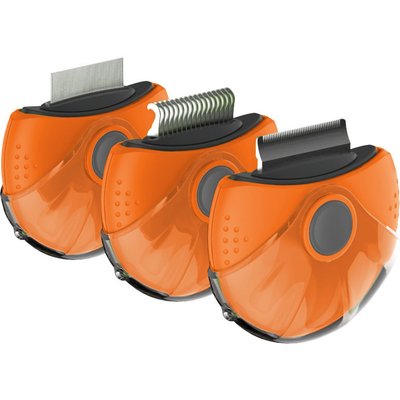 Pet Life Pet Life Axler Triple Rotating Rake Deshedding & Dematting Grooming Dog & Cat Comb, Orange