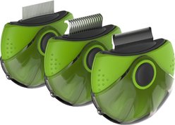 Pet Life Axler Triple Rotating Rake Deshedding & Dematting Grooming Dog & Cat Comb, Green