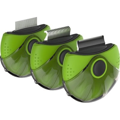 Pet Life Pet Life Axler Triple Rotating Rake Deshedding & Dematting Grooming Dog & Cat Comb, Green