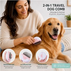 Pet Life LYNX 2-in-1 Travel Connecting Grooming Dog & Cat Comb & Deshedding Tool, Pink, Small slide 2 of 8