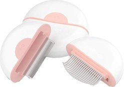 Pet Life LYNX 2-in-1 Travel Connecting Grooming Dog & Cat Comb & Deshedding Tool, Pink, Small
