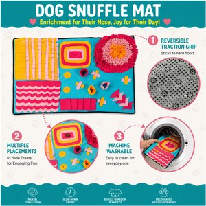 Pet Life Sniffer Snack Interactive Feeding Snuffle Dog & Cat Mat, Blue/Pink/Orange