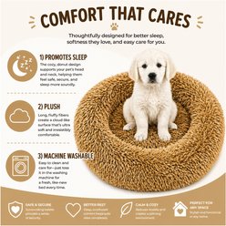 Pet Life Nestler High-Grade Plush & Soft Rounded Dog Bed, Khaki, Medium slide 2 of 5