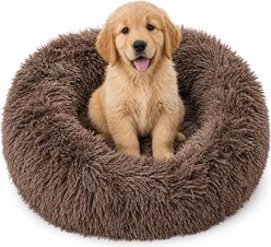 Pet Life Nestler High-Grade Plush & Soft Rounded Dog Bed, Brown, Medium