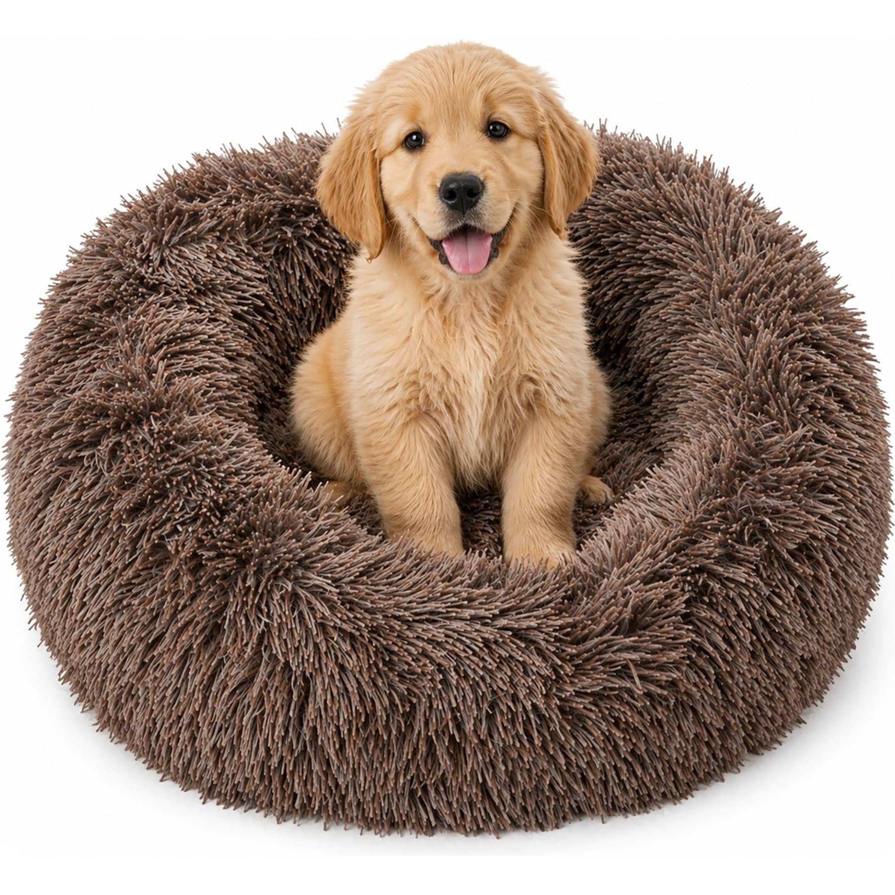 Pet Life Nestler High-Grade Plush & Soft Rounded Dog Bed, Brown, Medium