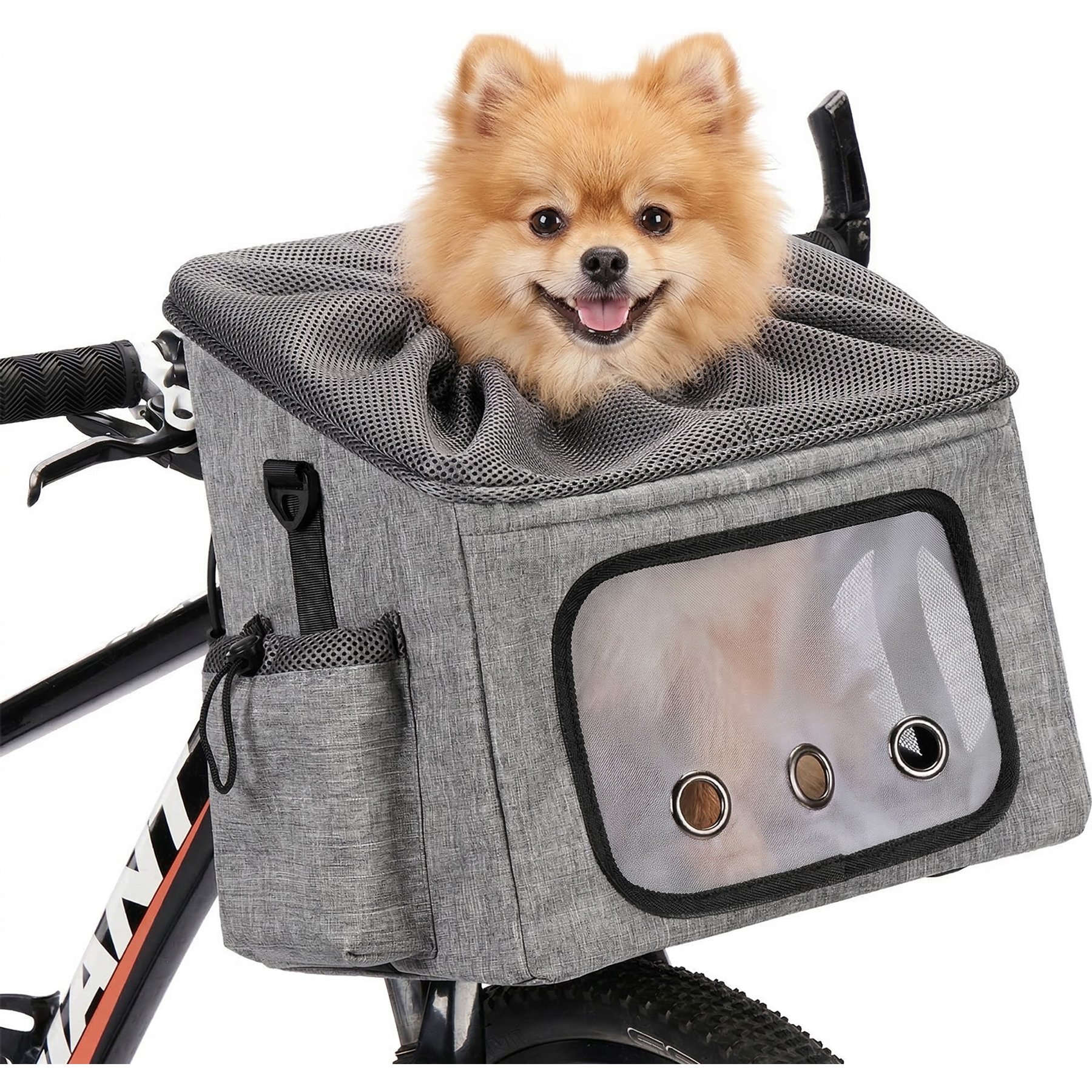 Ownpets Foldable Dog Bike Basket, Grey, Large