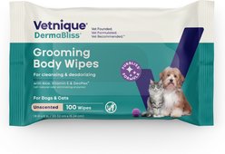 Vetnique Labs DermaBliss Deodorizing Unscented Dog & Cat Grooming Wipes, 100 count