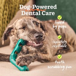 Woof Bite n' Brush Dog Toothbrush Toy Dental Stick Dispenser, Green, Small slide 2 of 8