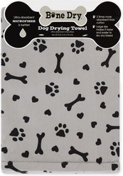 Bone Dry Printed Hearts Microfiber Drying Dog Towel, Gray slide 2 of 8