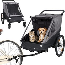 Yafylly 2-in-1 Foldable Compact Storage with Universal Bike Hitch Stroller Dog & Cat Bicycle Trailer, Medium, Gray