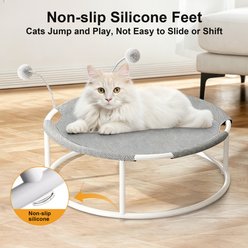Twinsing Elevated Hammock with Interactive Pom-Pom Toys Cat Bed, Grey slide 2 of 7