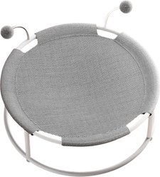 Twinsing Elevated Hammock with Interactive Pom-Pom Toys Cat Bed, Grey