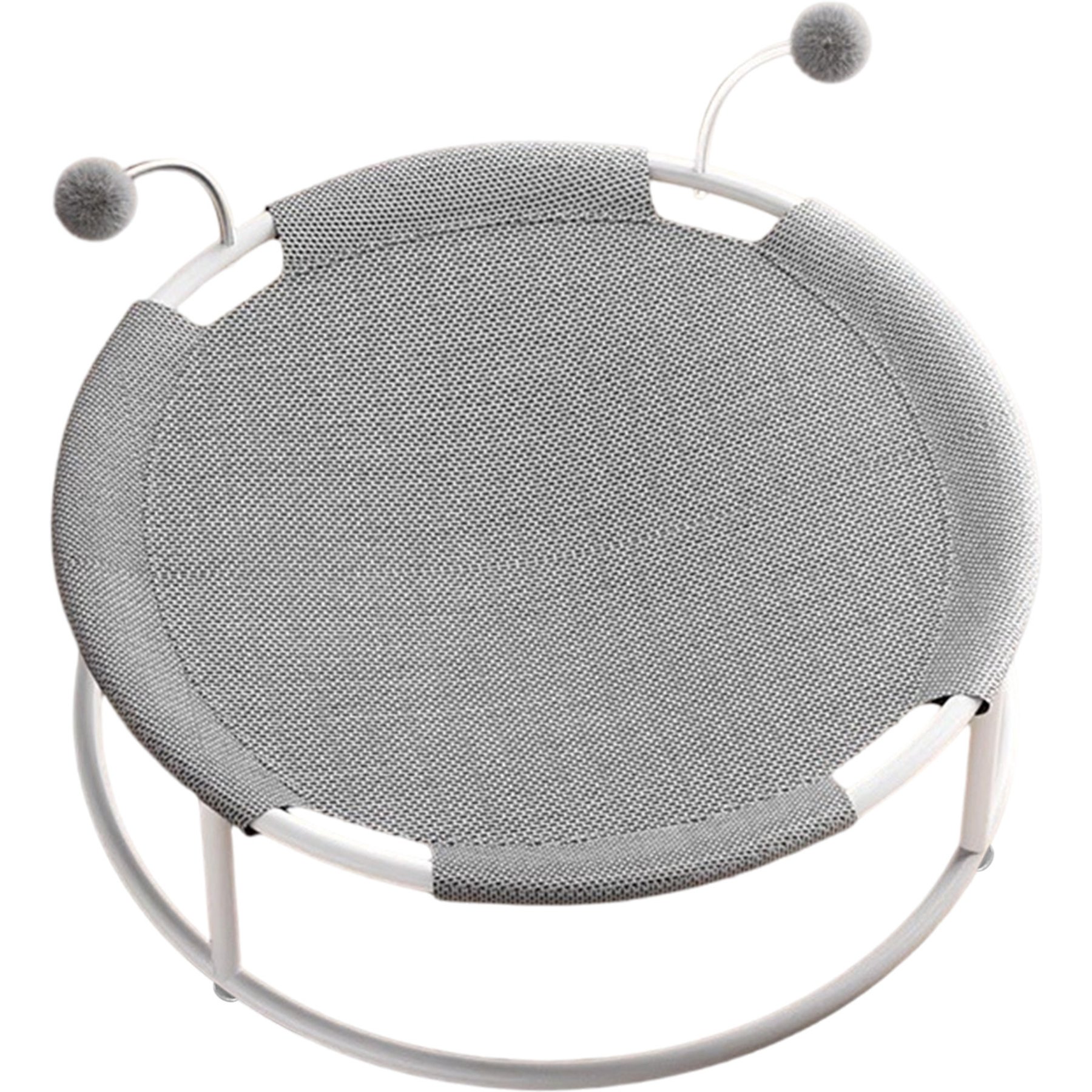 Twinsing Elevated Hammock with Interactive Pom-Pom Toys Cat Bed, Grey