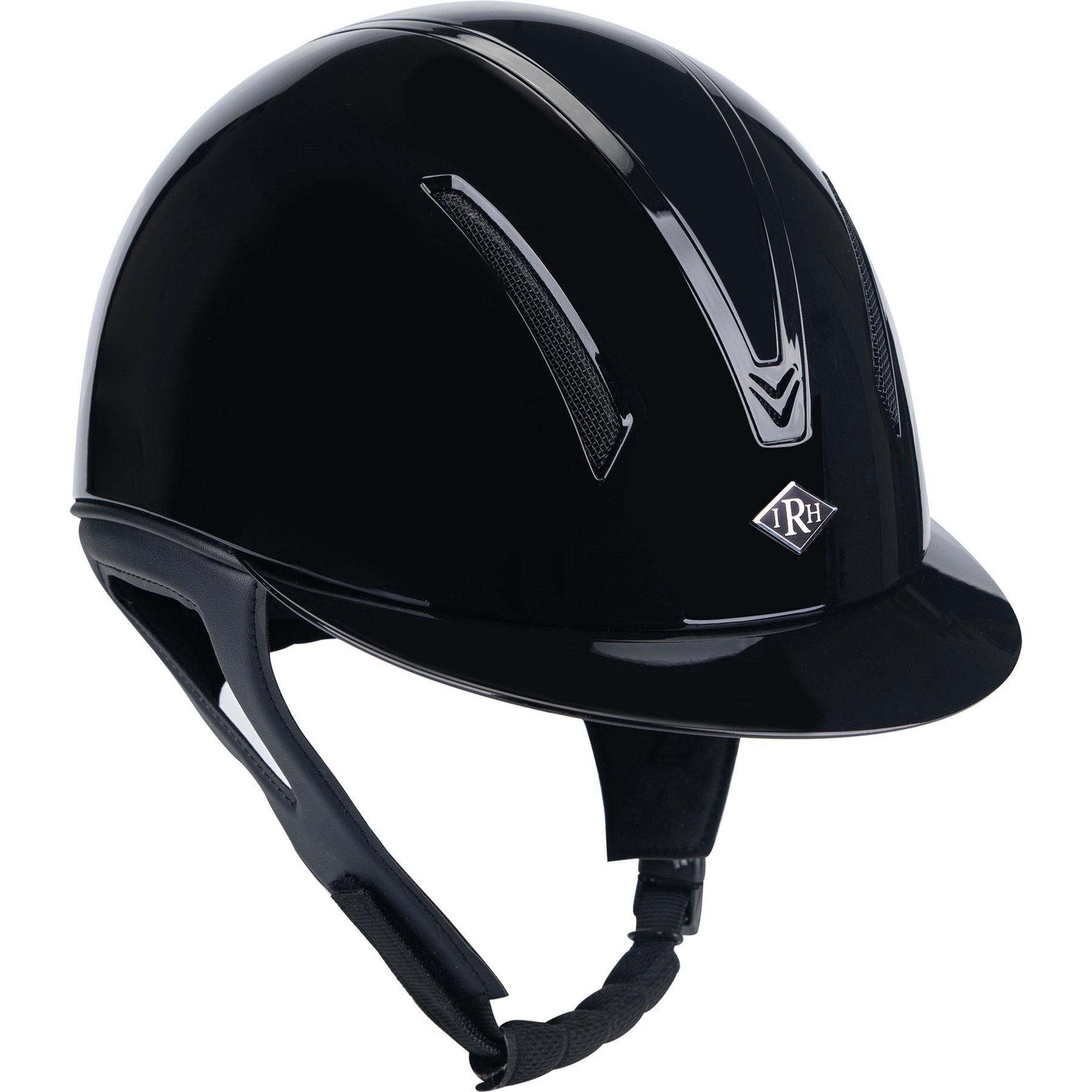 IRH F1 Short Brim Horse Riding Helmet, Gloss Black/Gloss Black Frame, Large: 7 1/8 to 7 1/4-in