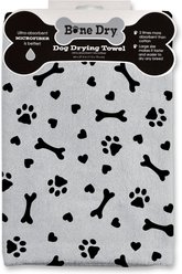 Bone Dry Printed Hearts Microfiber Drying Dog Towel, Gray