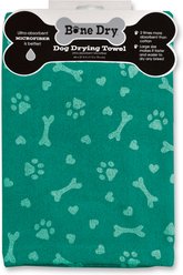 Bone Dry Printed Hearts Microfiber Drying Dog Towel, Teal