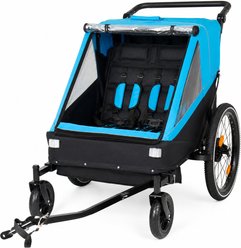 Yafylly 2-in-1 Foldable Compact Storage with Universal Bike Hitch Stroller Dog & Cat Bicycle Trailer, Medium, Blue