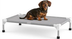 Caghash Stainless-Steel Framed Elevated Cooling Dog Bed with Teslin Breathable Mesh, Grey, 34 x 20 x 8-in