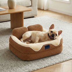 Veehoo Orthopedic Egg-Crate Foam Bolster Dog Bed with Sides & Removable Washable Cover, Mocha Brown, Medium: 28 x 22 x 8-in