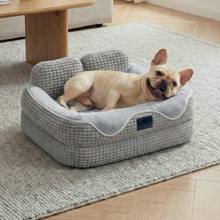 Veehoo Orthopedic Egg-Crate Foam Bolster Dog Bed with Sides & Removable Washable Cover, Light Gray, Medium: 28 x 22 x 8-in