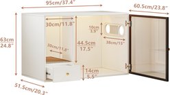 ATJafurn Furniture Style Hidden Glass Door Cat Litter Box Enclosure with Light, White slide 2 of 8