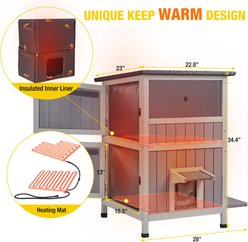 Aivituvin AIR14-IN-HP Insulated Liner Heated Wooden Outdoor Cat House, Grey slide 2 of 7