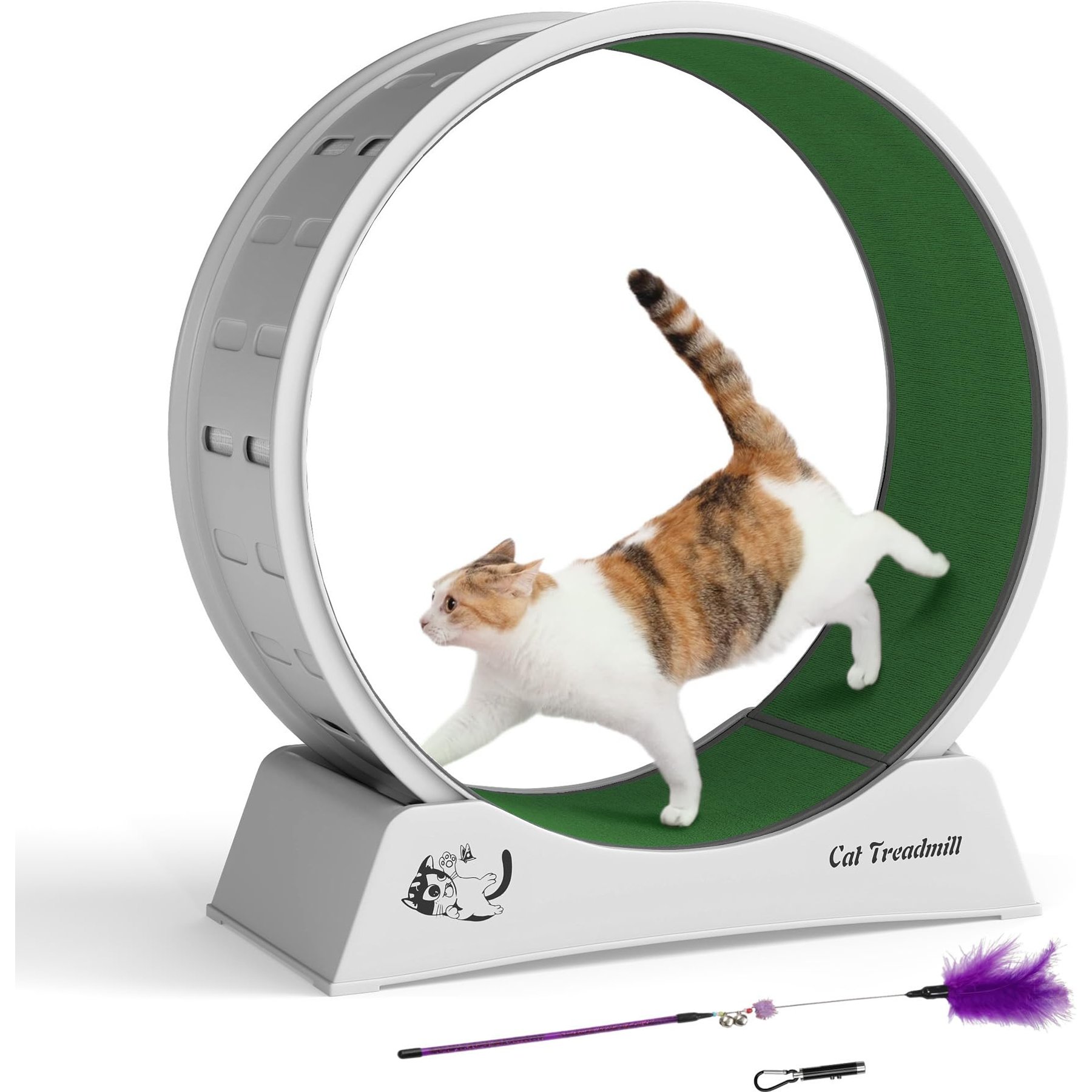 FURDEAR Quiet Durable Exercise Wheel Cat Treadmill, 27.6 x 13.4 x 34-in, Green