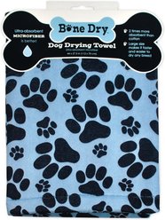 Bone Dry Print Paw Microfiber Drying Dog Towel, Blue