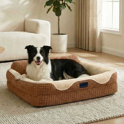 Veehoo Orthopedic Egg-Crate Foam Bolster Dog Bed with Sides & Removable Washable Cover, Mocha Brown, Large: 36 x 26 x 8-in