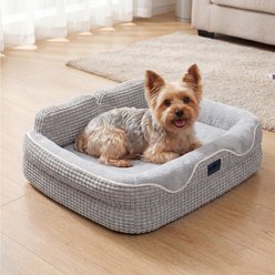 Veehoo Orthopedic Egg-Crate Foam Bolster Dog Bed with Sides & Removable Washable Cover, Light Gray, Small: 24 x 18 x 8-in