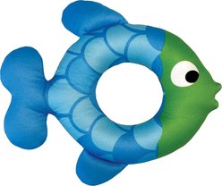 fouFIT Freeze 'n Float Fish Rings Water Plush Dog Toy, Blue