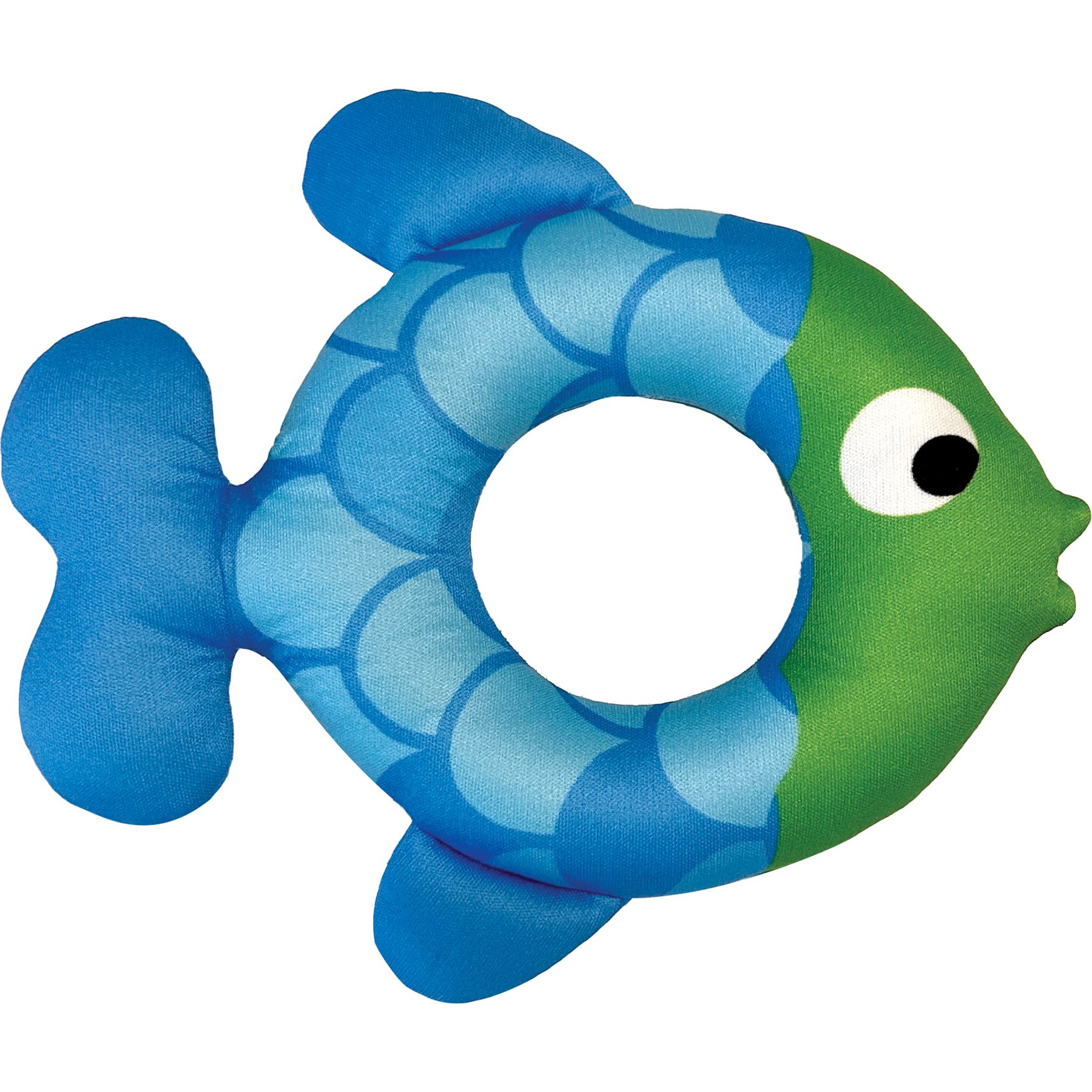 fouFIT Freeze 'n Float Fish Rings Water Plush Dog Toy, Blue