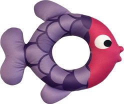 fouFIT Freeze 'n Float Fish Rings Water Plush Dog Toy, Purple
