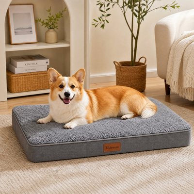 Kylinsure Kylinsure Orthopedic Pillow Dog & Cat Bed with Removable Cover, Grey, Medium