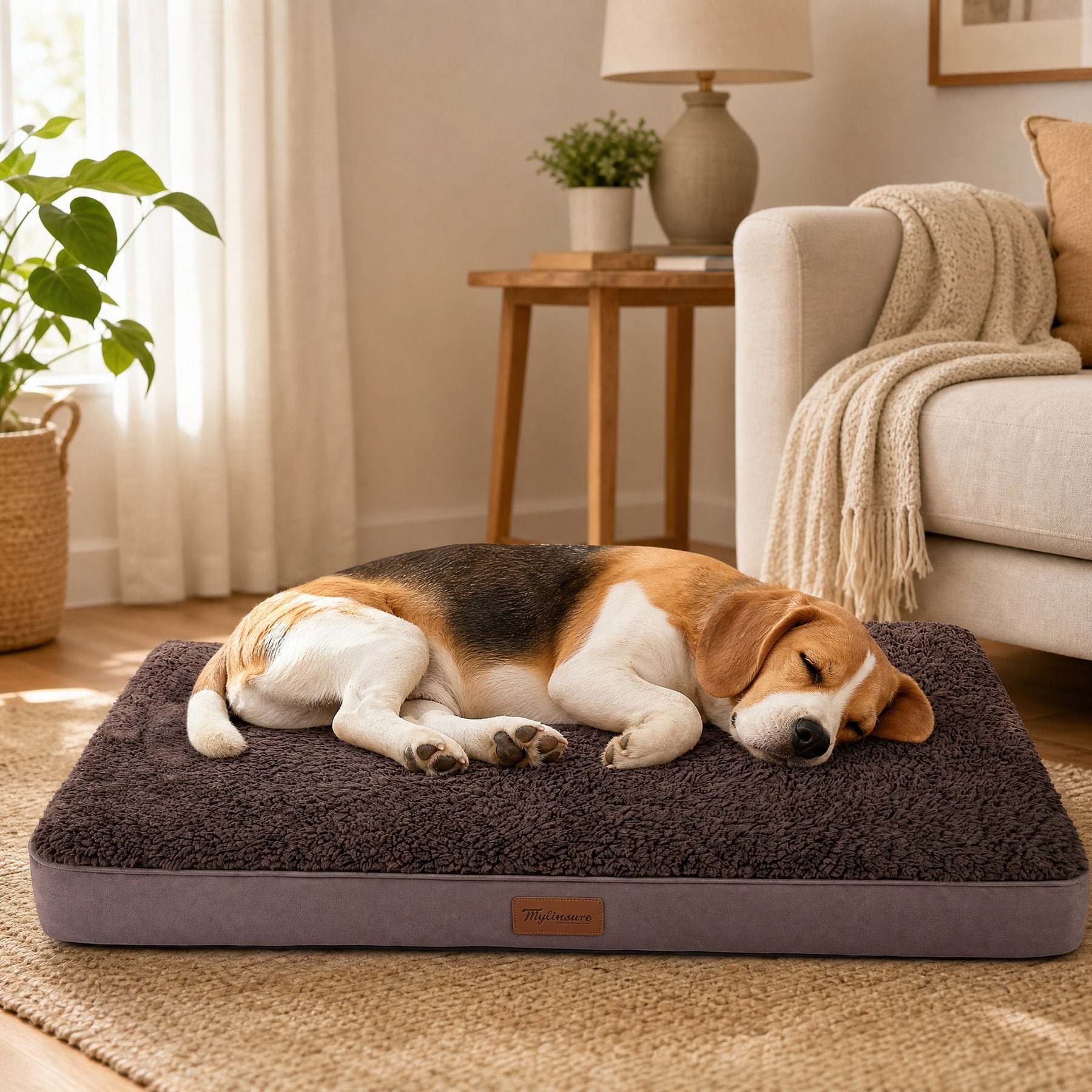 Kylinsure Orthopedic Pillow Dog & Cat Bed with Removable Cover, Coffee, Medium