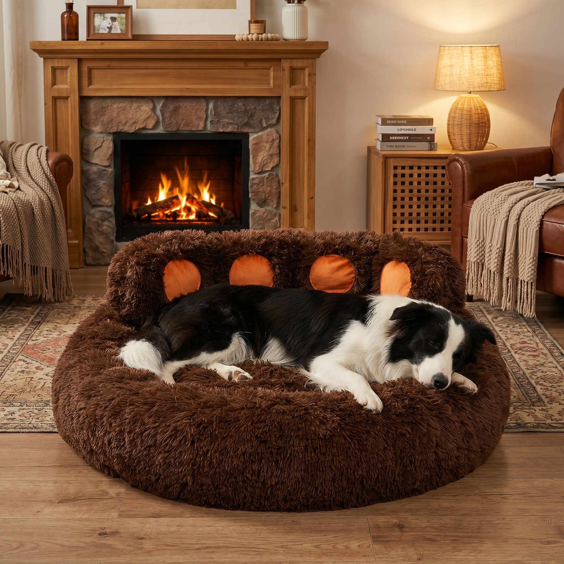 Kylinsure Round Plush Calming Donut Dog & Cat Bed, Coffee, X-Large
