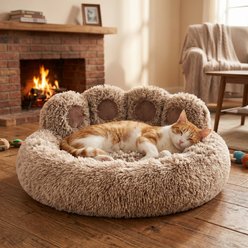Kylinsure Round Plush Calming Donut Dog & Cat Bed, Brown, Small