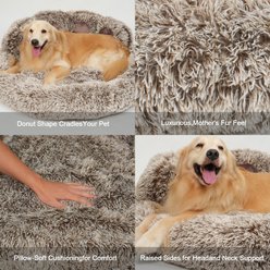 Kylinsure Round Plush Calming Donut Dog & Cat Bed, Brown, Medium slide 2 of 9