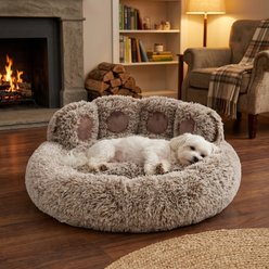 Kylinsure Round Plush Calming Donut Dog & Cat Bed, Brown, Medium